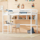 Loft Bed With Desk And Shelves, Safety Guardrail And Ladder - Furniture Home Direct