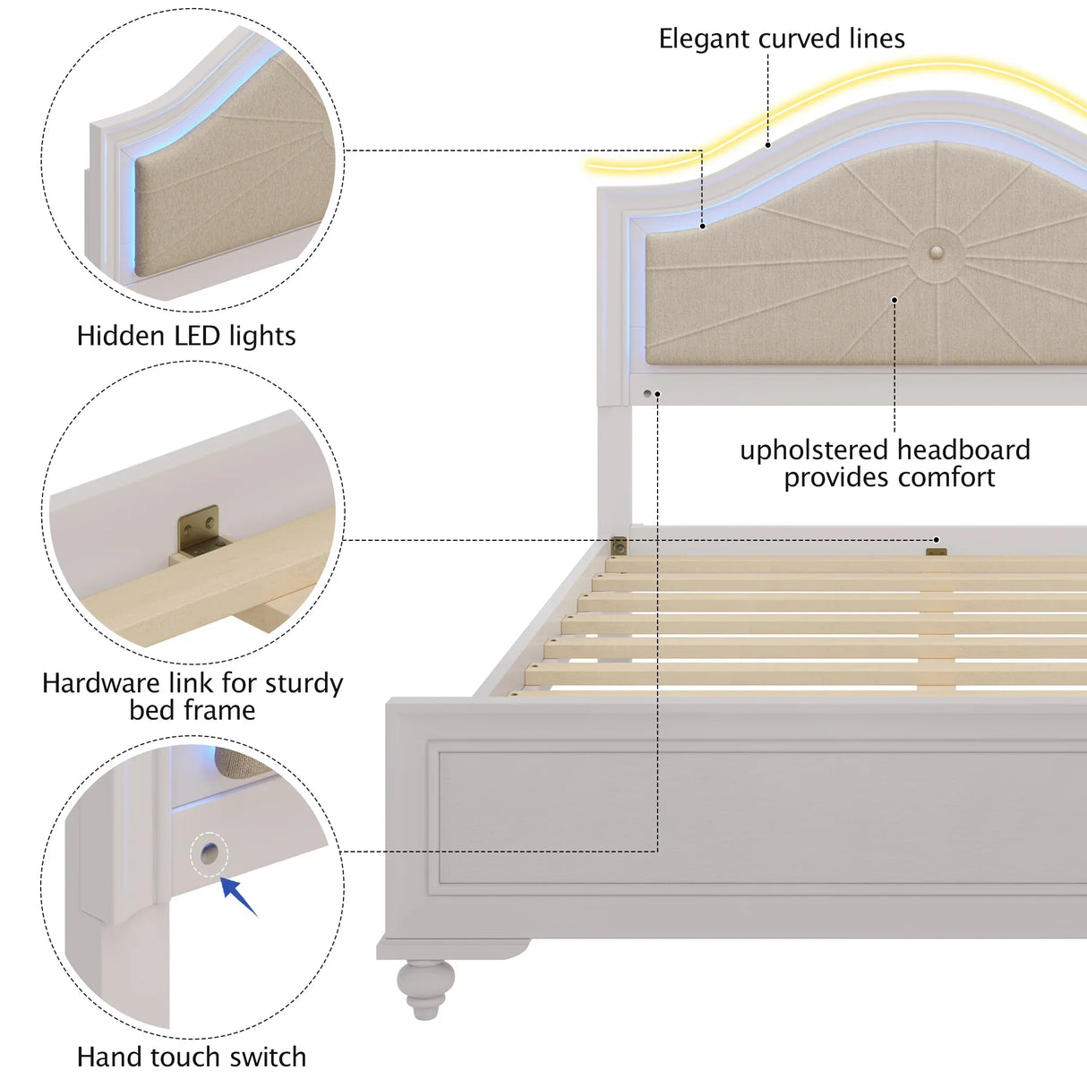 3 Piece Bedroom Set Full Size (Upholstered Headboard and 2 Nightstands) - Furniture Home Direct