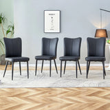 Modern Chair Set 4 Pieces With Vertical Backrest Design For Kitchen And Living Rooms - Black - Furniture Home Direct