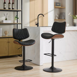Counter Stool Adjustable PU Leather Upholstered Black - Furniture Home Direct