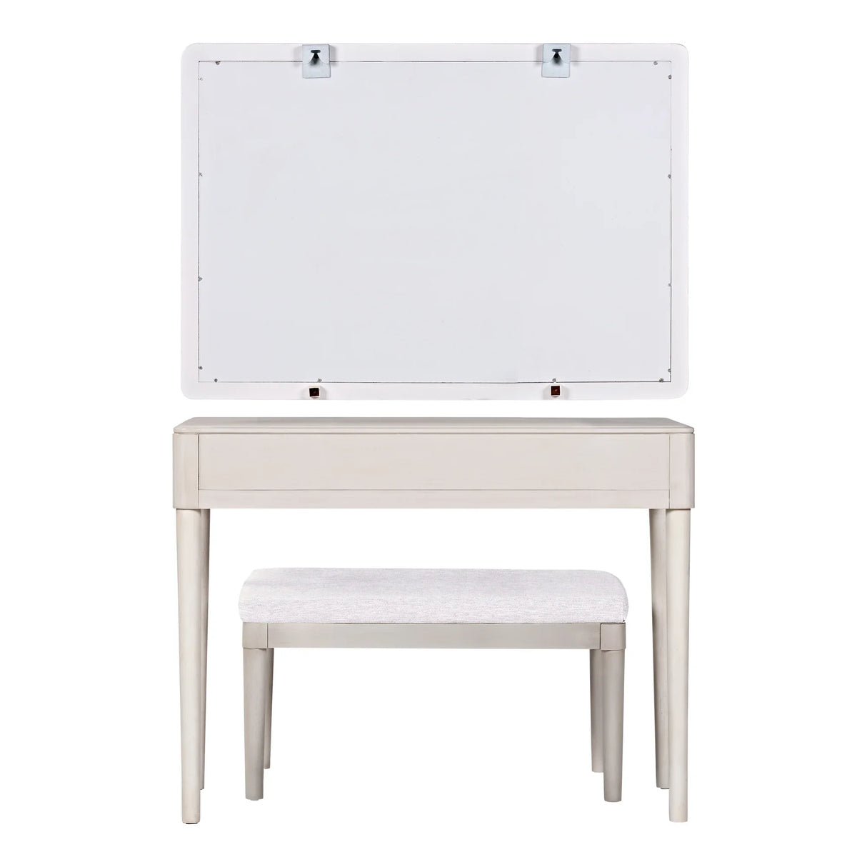 Vanity Desk With Large Mirror And Upholstered Stool White - Furniture Home Direct