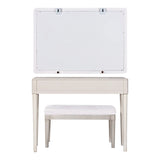 Vanity Desk With Large Mirror And Upholstered Stool White - Furniture Home Direct