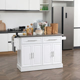 Homcom - Rolling Kitchen Island With Storage, Portable Kitchen Cart With Stainless Steel Top, 2 Drawers, Spice, Knife And Towel Rack And Cabinets - Furniture Home Direct