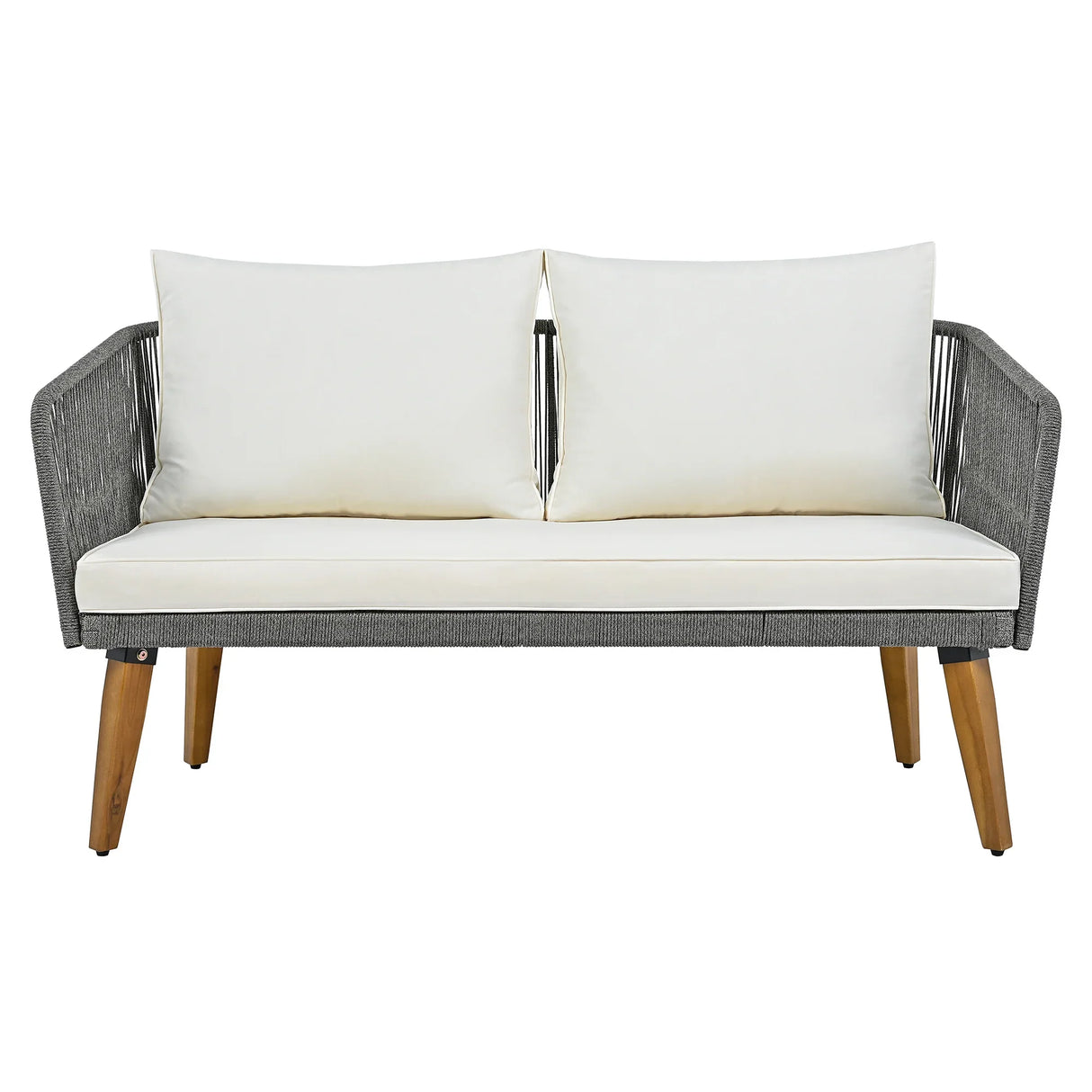 4-Piece Patio Conversation Set with Loveseat, 2 Chairs, Coffee Table + Cushions - Gray - Furniture Home Direct