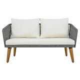 4-Piece Patio Conversation Set with Loveseat, 2 Chairs, Coffee Table + Cushions - Gray - Furniture Home Direct