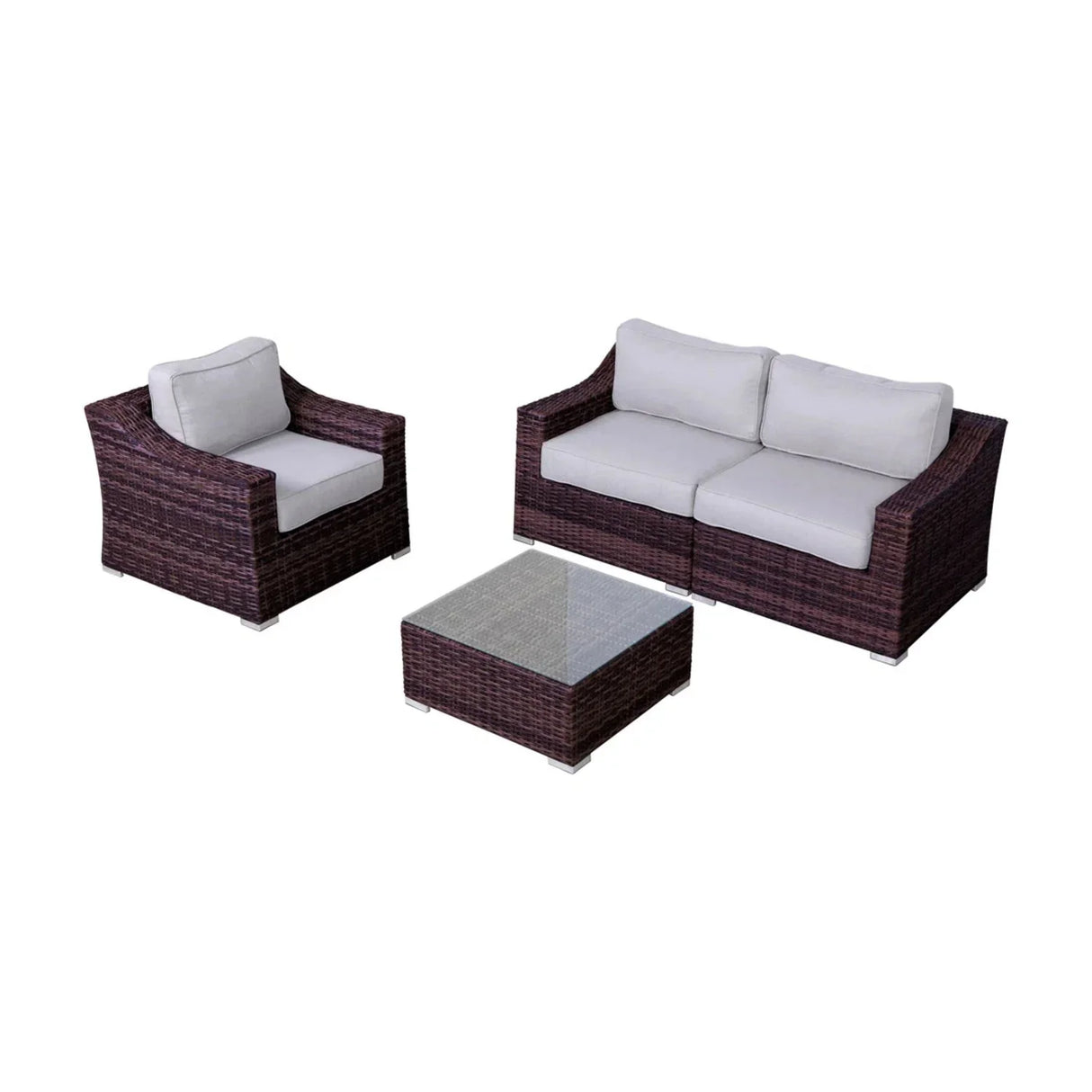 Outdoor Wicker Conversation Set With Cushions, All Weather - Furniture Home Direct