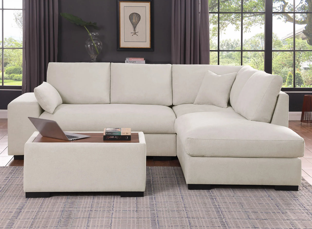 Joshua - 100" Sectional Sofa with Right Facing Chaise and Console Ottoman - Furniture Home Direct