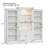 Retro Style 3 Piece Bookcase Display Cabinet With Adjustable LED Lighting, Tempered Glass Shelves - White - Furniture Home Direct