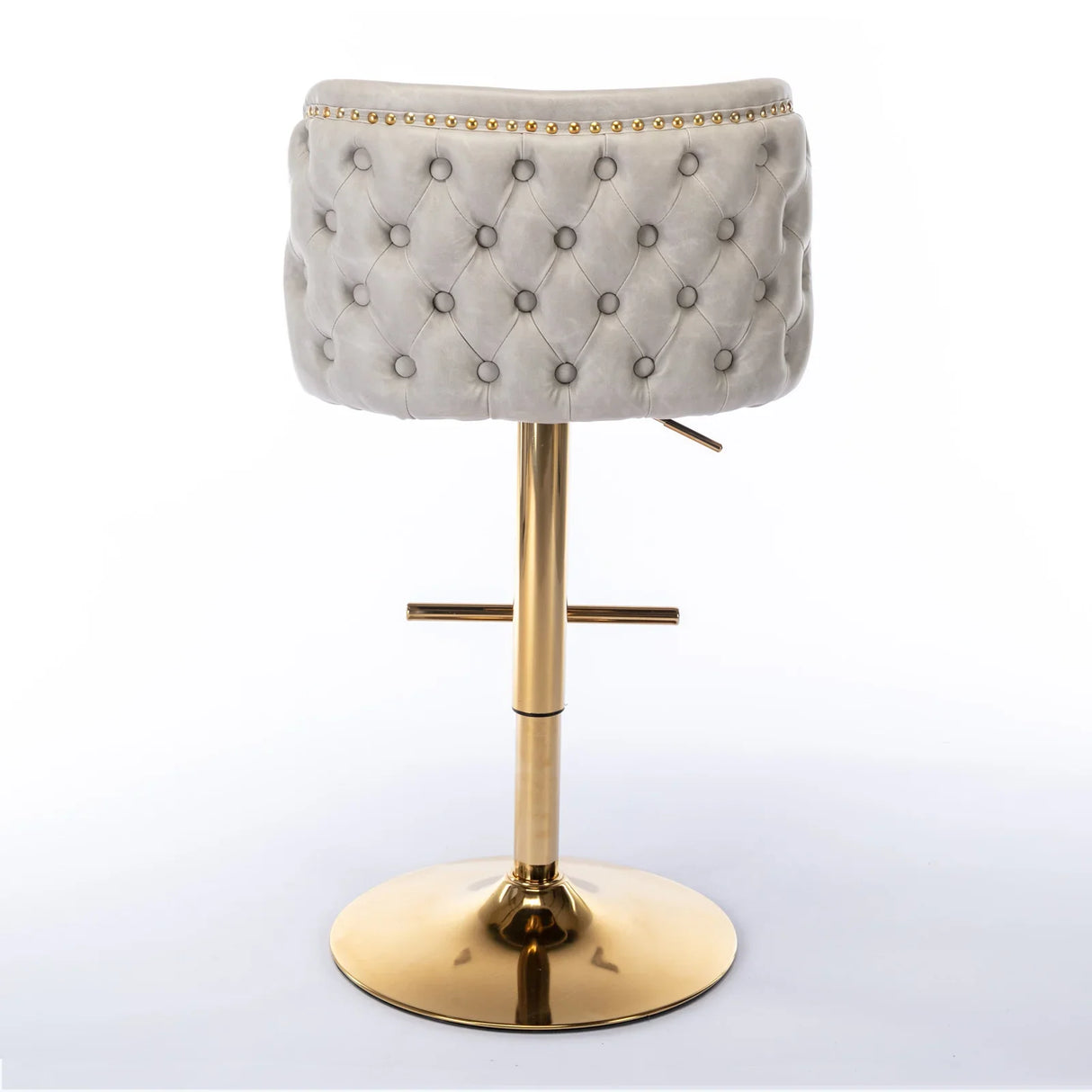 Counter Stool Set of 2 Swivel Upholstered High Back Beige - Furniture Home Direct