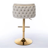 Counter Stool Set of 2 Swivel Upholstered High Back Beige - Furniture Home Direct