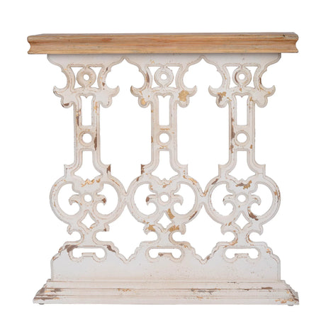 Classic Vintage Wash Console Table With Wood Top - Brown / Antique White - Furniture Home Direct