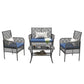 4 Pieces Rattan Wicker Chairs With Tempered Glass Table And Cushions - Furniture Home Direct