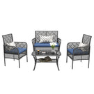 4 Pieces Rattan Wicker Chairs With Tempered Glass Table And Cushions - Furniture Home Direct