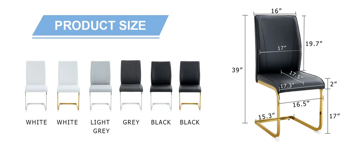 Dining Chair Set With Gold Frame PU Upholstery Black - Furniture Home Direct