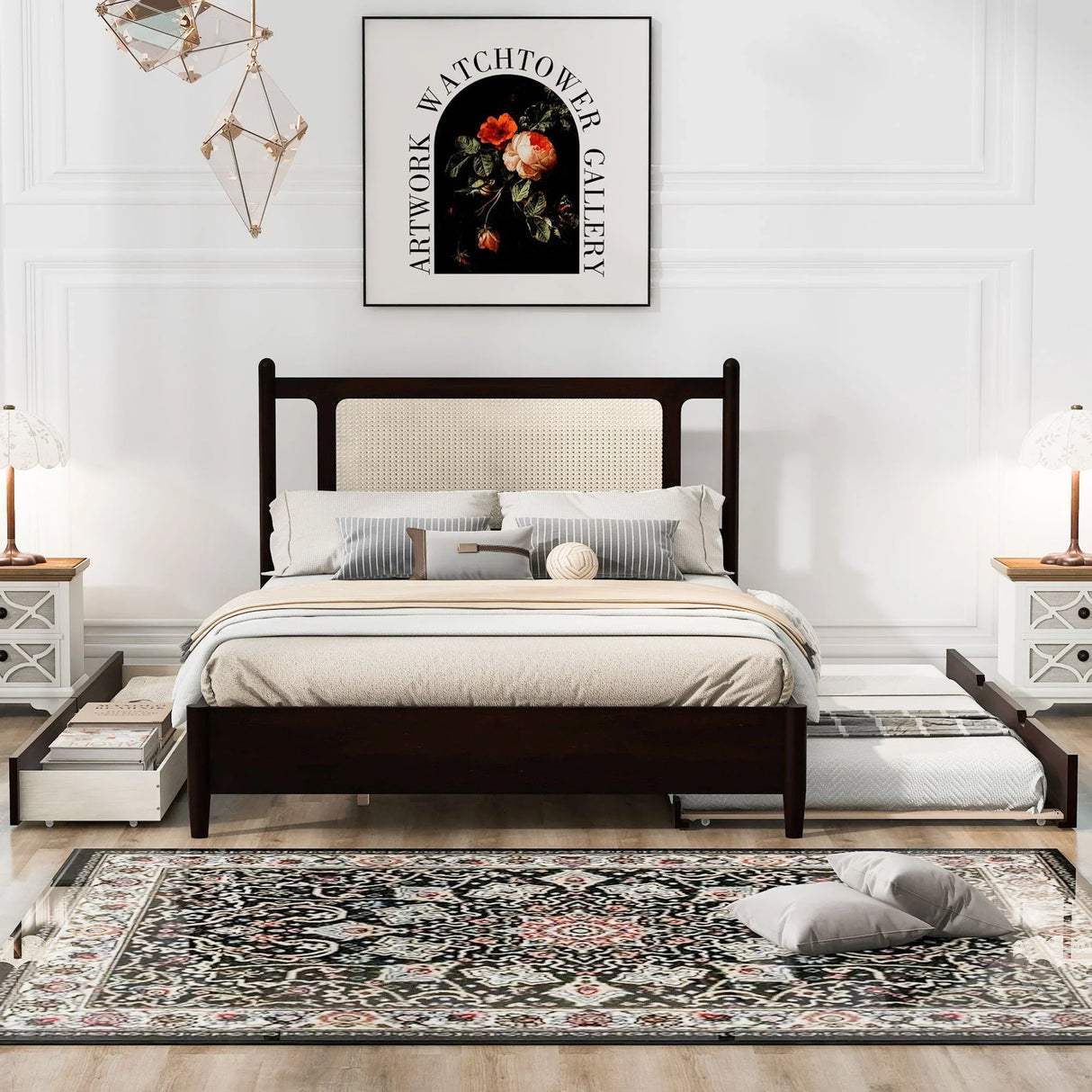 Platform Bed With 2 Big Drawers & Trundle - Furniture Home Direct