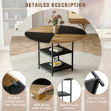 Dining Set Round Table With 4 Chairs Wood Top Black - Furniture Home Direct