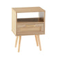 15.75" Rattan End Table With Drawer And Solid Wood Legs, Modern Nightstand, Side Table For Living Room, Bedroom - Furniture Home Direct