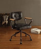 Hallie - Top Grain Leather Office Chair - Vintage Black - Furniture Home Direct