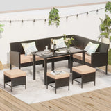 7 Piece Outdoor Furniture Set Waterproof Cushions Glass Table - Furniture Home Direct