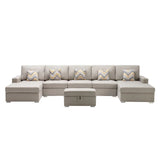Nolan - Fabric 6 Piece Sectional Sofa With Pillows And Interchangeable Legs - Furniture Home Direct