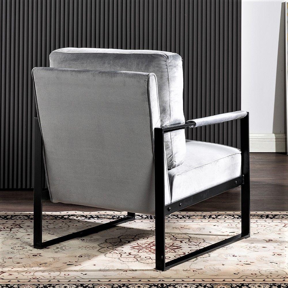 Classic Mid Century Modern Accent Chair With Durable Square Metal Frame, Armchair - Furniture Home Direct