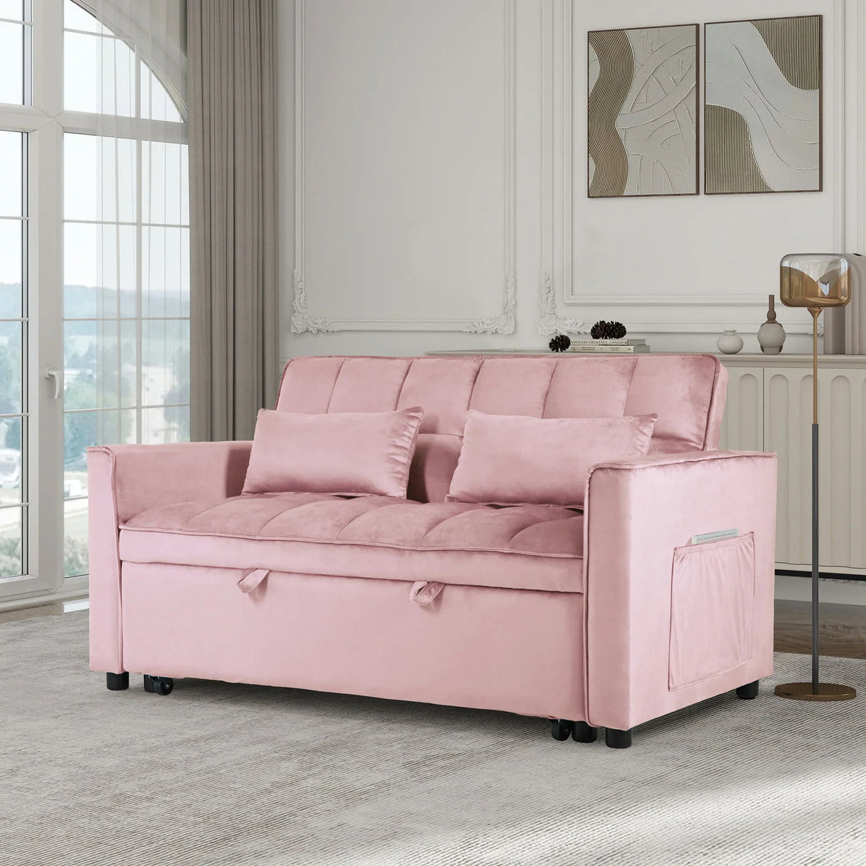 3 In 1 Pull Out Couch Convertible Sofa Bed With Reclining Backrest - Furniture Home Direct
