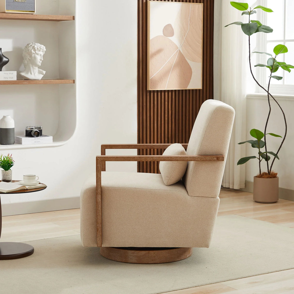 Swivel Modern Upholstered Accent Chair With Armrests - Furniture Home Direct