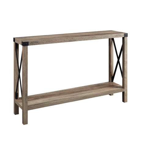 Farmhouse Metal X Table With Lower Shelf - Furniture Home Direct