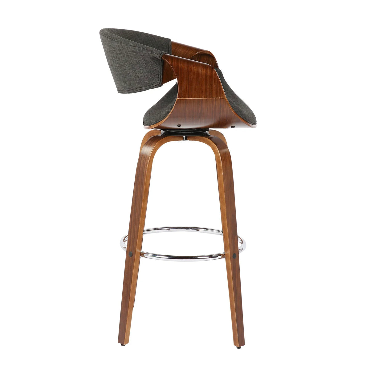 Curvini Mid - Century Modern Fixed Height Barstool With Swivel (Set of 2) - Furniture Home Direct