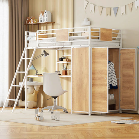 Loft Bed With L Shape Desk And Wardrobe - Furniture Home Direct