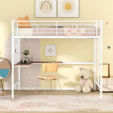 Full Loft Bed With Desk And Grid - White - Furniture Home Direct