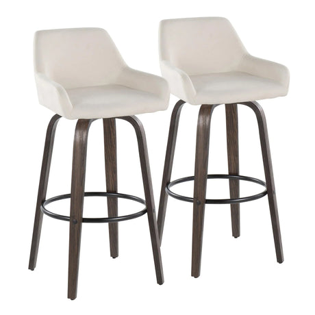 Daniella - Contemporary Fixed Height, Barstool With Swivel With Round Footrest (Set of 2) - Furniture Home Direct