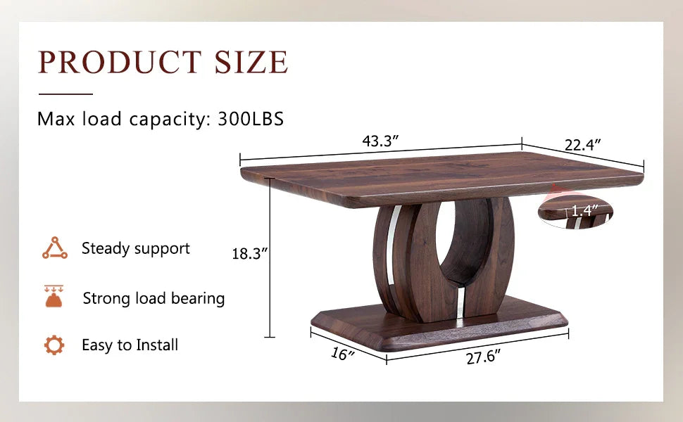 Coffee Table Modern Rectangular Walnut Finish Walnut - Furniture Home Direct