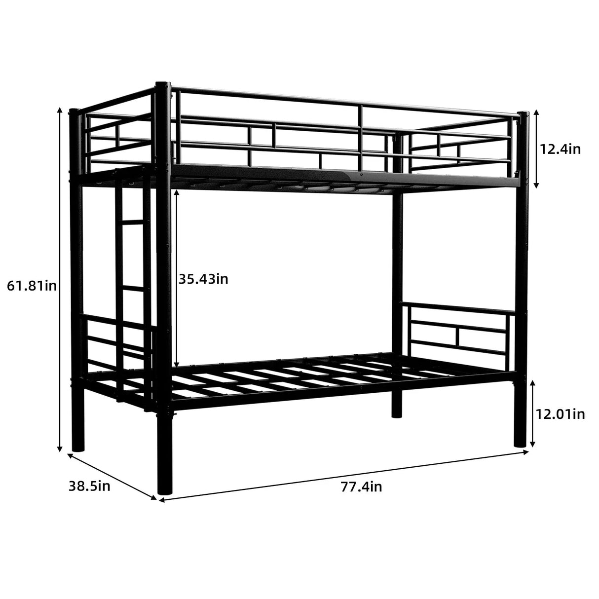 Bunk Bed For Kids, Convertible Frame With Ladders & Guardrail - Furniture Home Direct