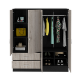 Armoire With Mirrors And Drawers Modern Wood Black - Furniture Home Direct