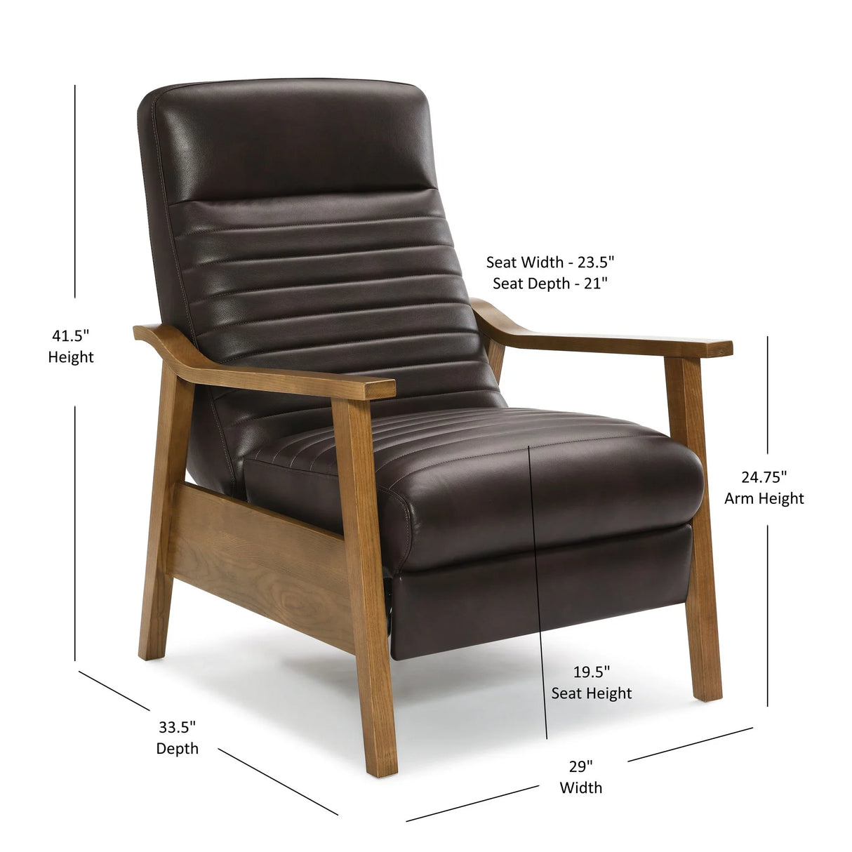 Asher - Modern Push Back Recliner With Wood Arms - Furniture Home Direct