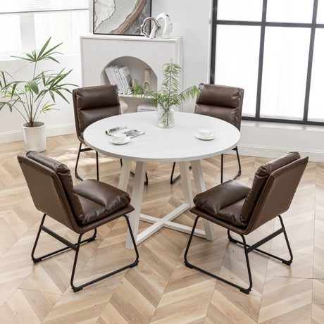 Dining Set Round Table With Chairs Antique Brown And White - Furniture Home Direct