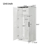 2-Door Wardrobe Armoire with LED and 4 Storage Shelves, Grey - Furniture Home Direct
