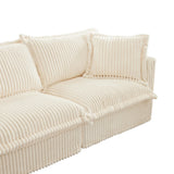 Sectional Sofa Corduroy U Shaped Plush Upholstered Cream - Furniture Home Direct