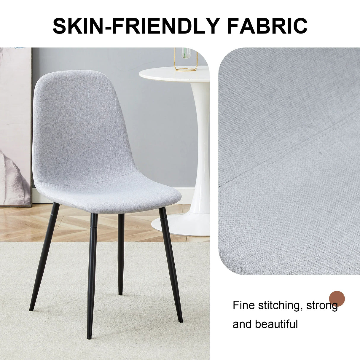 Dining Chair Set Modern Fabric with Metal Legs Gray - Furniture Home Direct