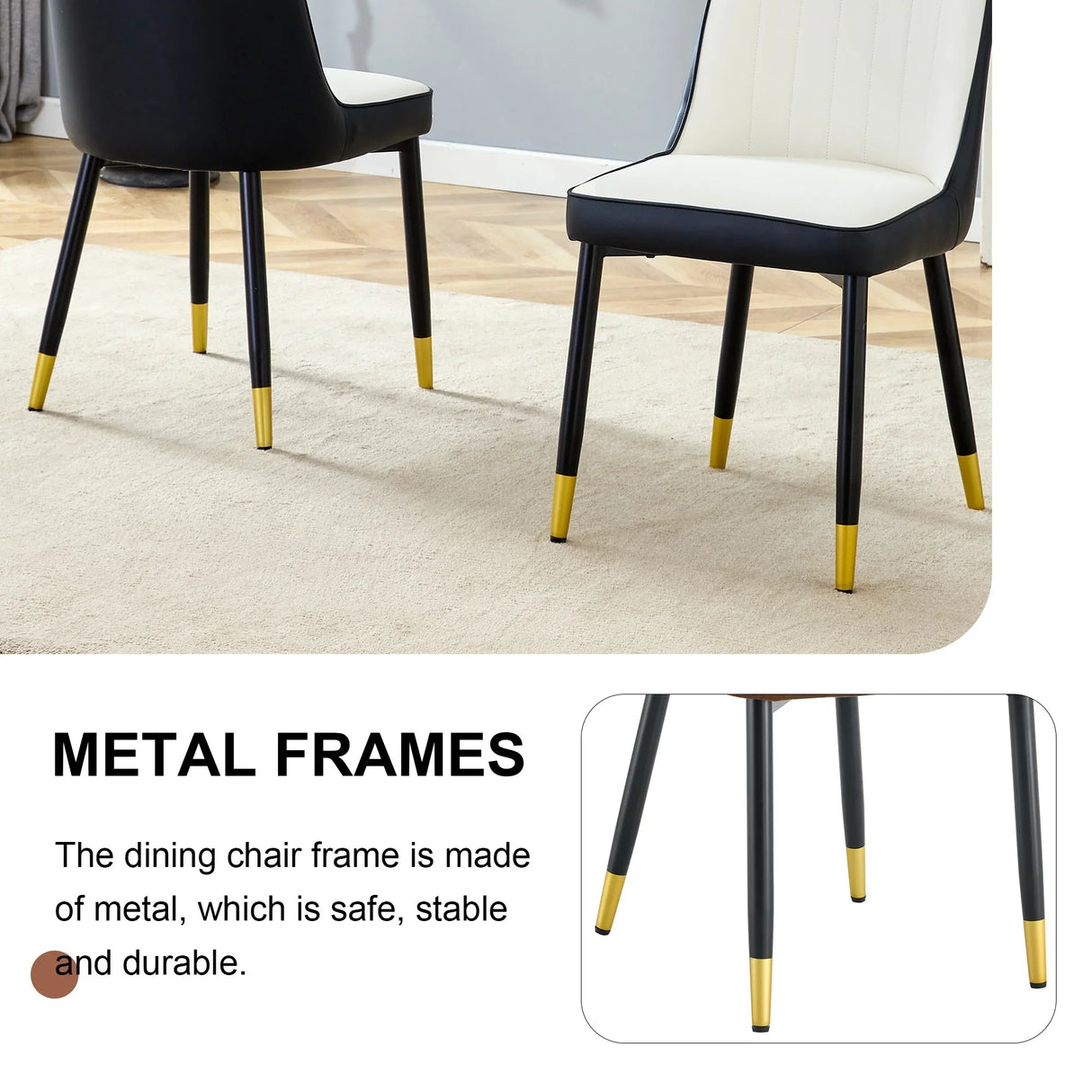 Dining Chairs Modern Two Tone Set of 4 White and Black - Furniture Home Direct