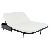 Outdoor Wicker Double Chaise (Black Frame+Beige Cushion) - Furniture Home Direct