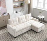Reversible Sectional Storage Sleeper Sofa Bed, L-Shape 2 Seat Sectional Chaise With Storage, Skin-Feeling Velvet Fabric - Furniture Home Direct
