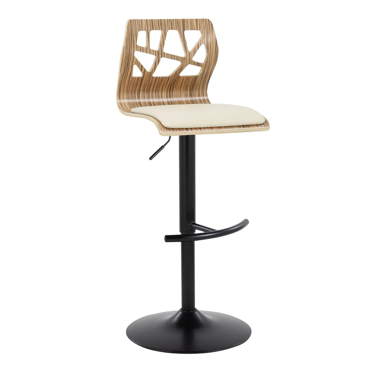 Folia - Mid Century Modern Adjustable Barstool With Swivel With Rounded T Footrest (Set of 2) - Furniture Home Direct