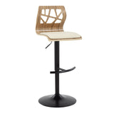 Folia - Mid Century Modern Adjustable Barstool With Swivel With Rounded T Footrest (Set of 2) - Furniture Home Direct