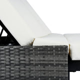 Outdoor Wicker Double Chaise (Black Frame+Beige Cushion) - Furniture Home Direct