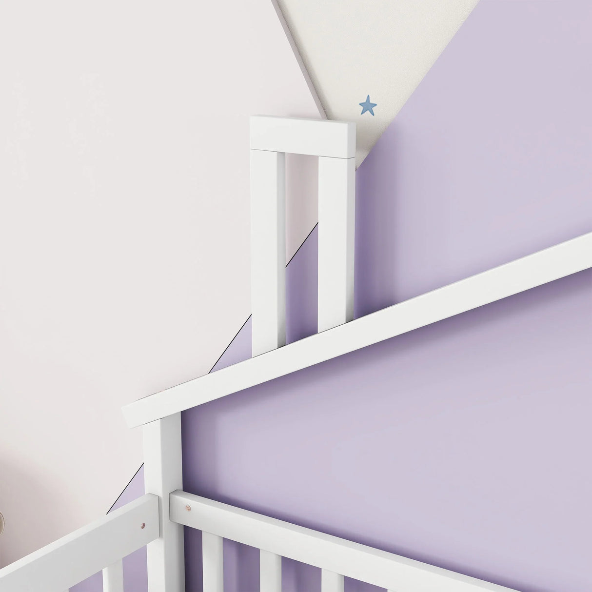 House-Shaped Bedside Floor Bed With Guardrails, Slats, With Door - Furniture Home Direct