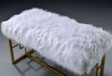 Bagley II - Bench Faux Fur - White / Gold - Furniture Home Direct