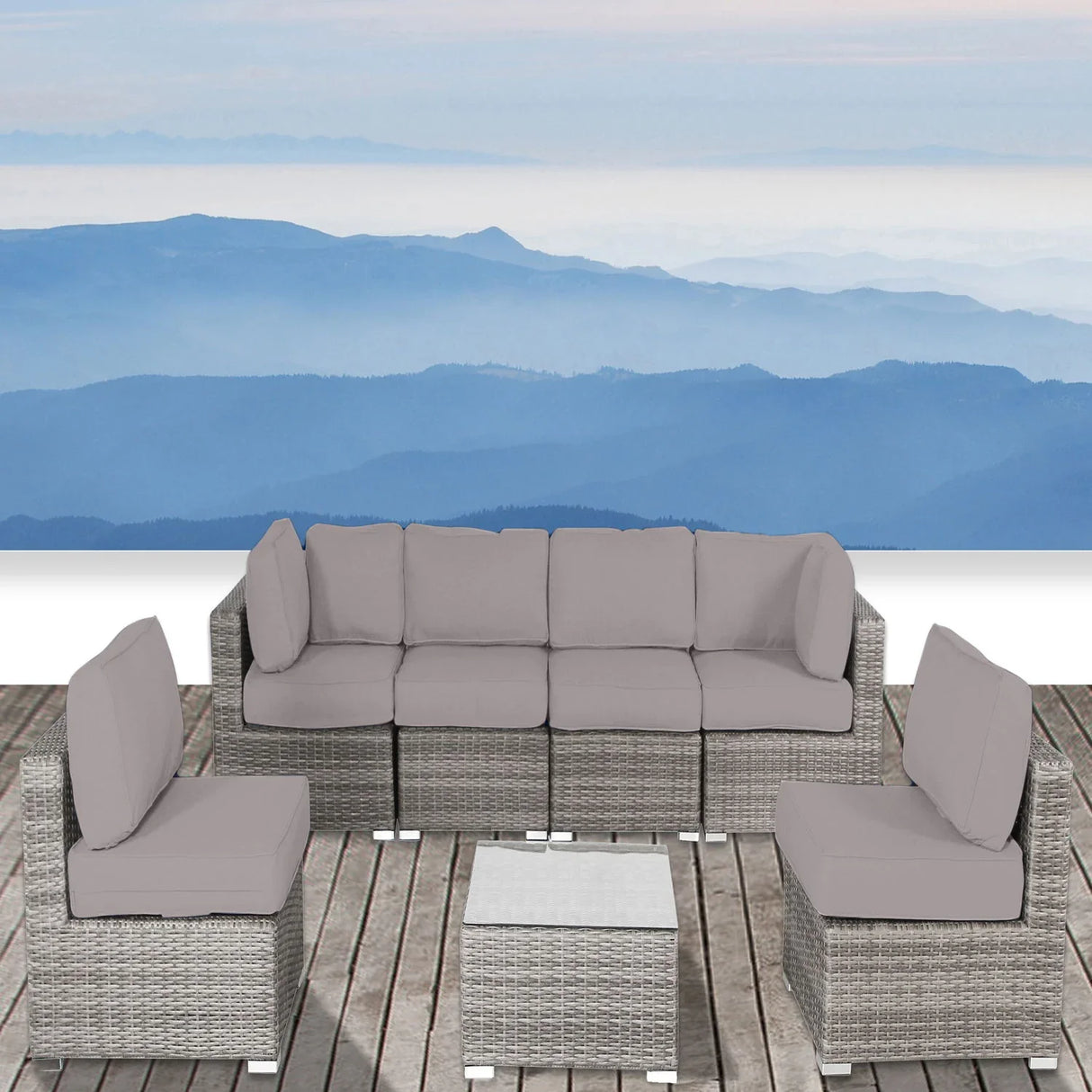 Seating Set With Cushions Handcrafted Wicker Design - Furniture Home Direct