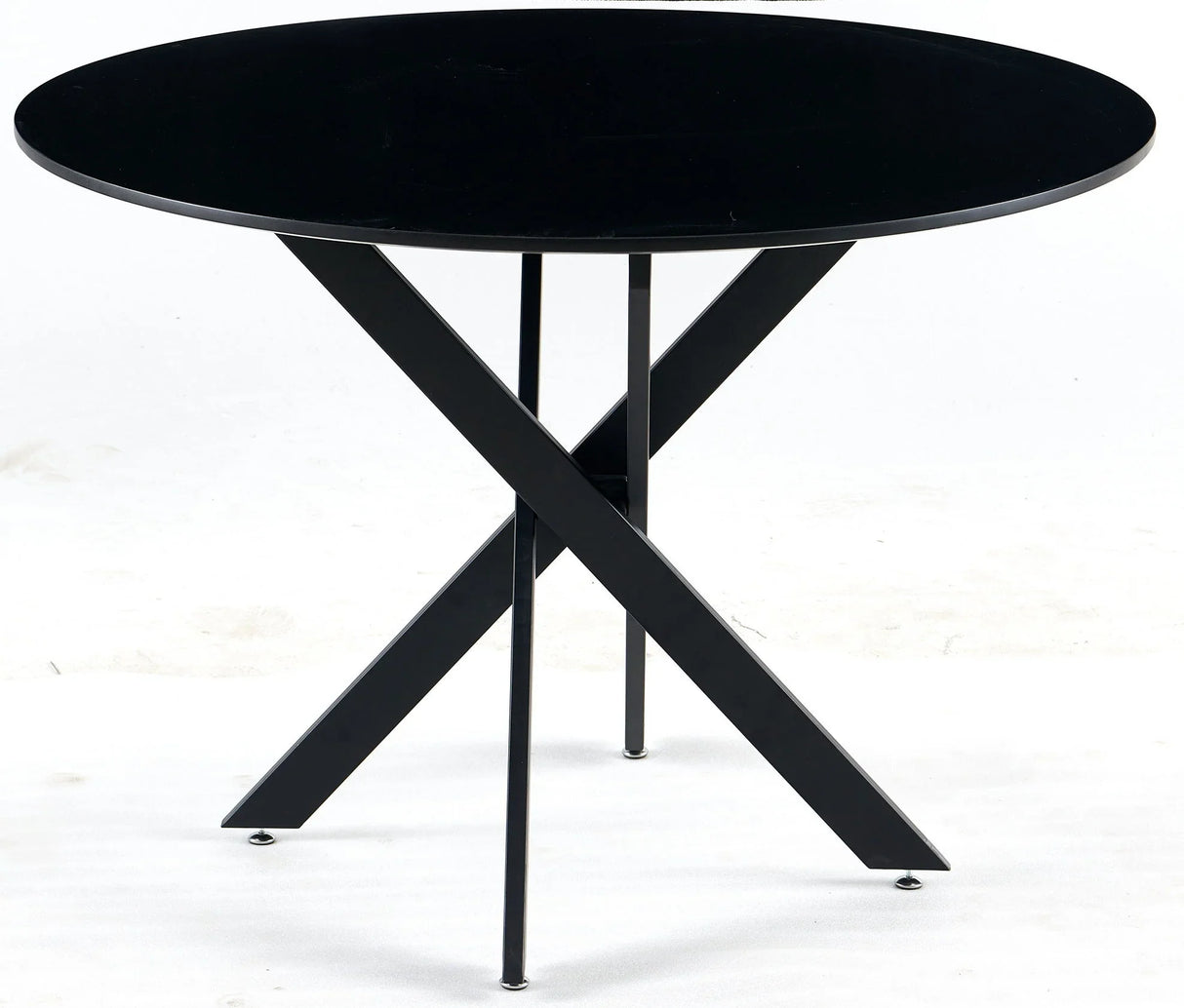 Mid-Century Dining Table For 4 - 6 People With Round MDF Table Top, Pedestal Dining Table, End Table Leisure Coffee Table, Cross Leg - Furniture Home Direct